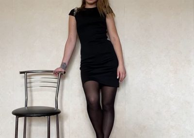 Girl In black Dress and Black Pantyhose