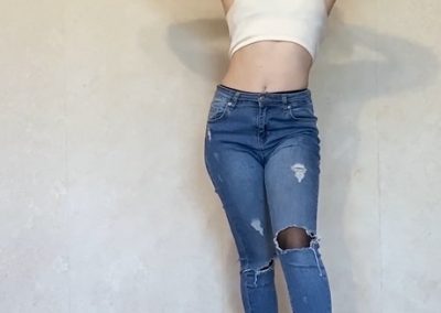 Crystal In Jeans,Pantyhose and Belly Shirt