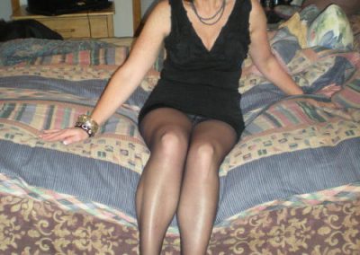 Sexy Mature In Black Dress Showing Upskirt No Panties Just Pantyhose