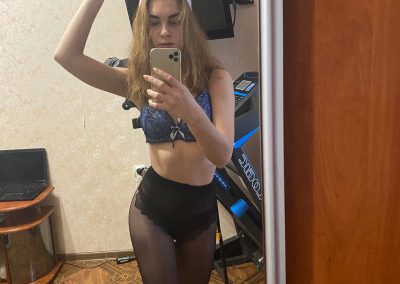 Pantyhose selfie of girl with Santa Hat on