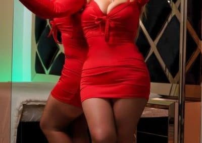 Thick Milf In Red Dress and Pantyhose